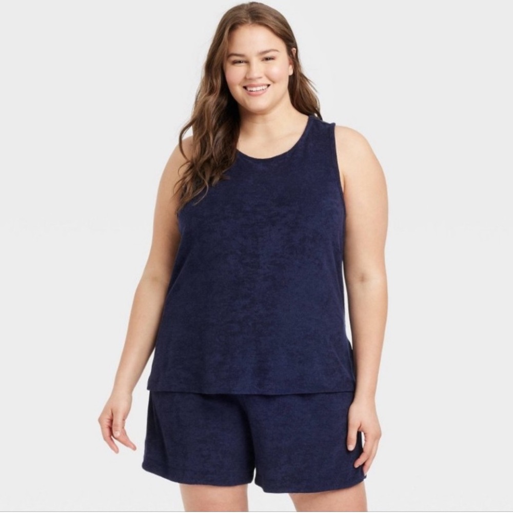 A New Day Navy Blue Terry Sleeveless Top size XL. New with tags.